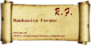 Raskovics Ferenc névjegykártya